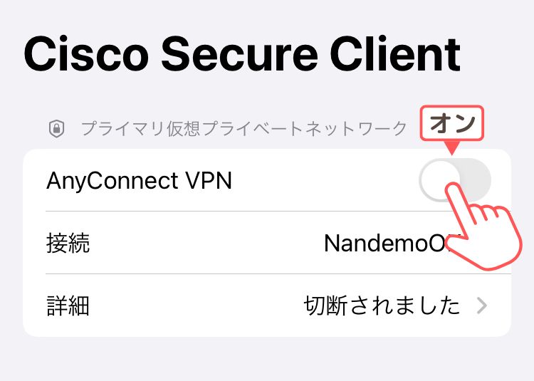 Any Connect VPNをオンにする